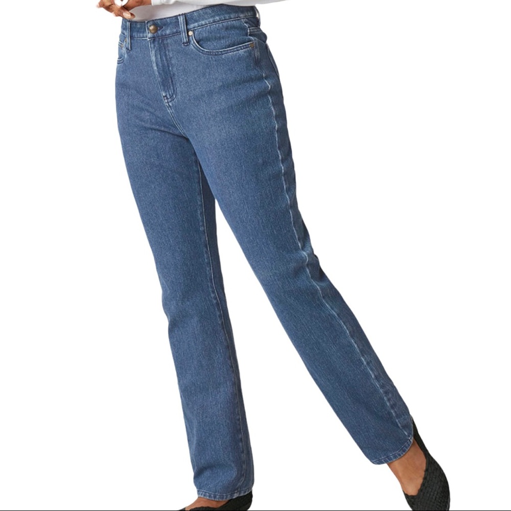 Coldwater Creek High Waisted Straight Leg Mom Medium Wash Denim Jeans Size 6 - Picture 1 of 10